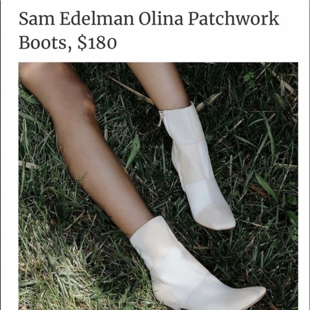 ‼️Sold Out! SAM EDELMAN
Olina Square-Toe Patchwork Leather Ankle Boots